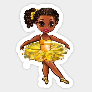 Ballerina in yellow bee themed tutu African American girl dancing ballet Sticker